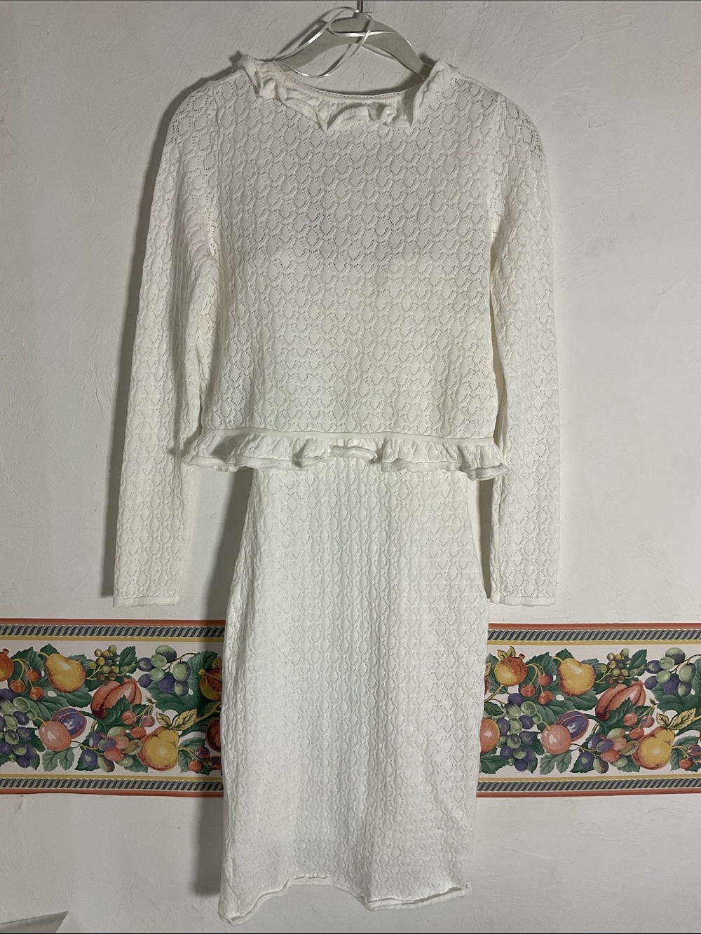 Willow & Wind White Pointelle Knit 2-Piece Dress & Cardigan Set Size S NWT - Picture 3 of 9